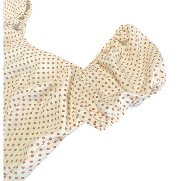 Altar’d State Puff Sleeve Polka Dot Crop Top Size M Cottagecore Tie Back - Picture 4 of 6